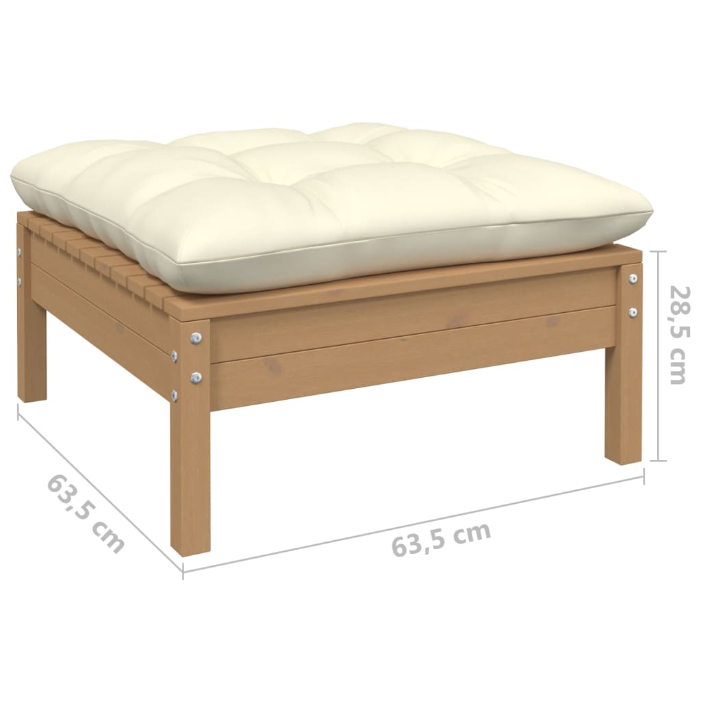 Set Divani da Giardino 8 pz con Cuscini Crema in Legno di Pino 3096139