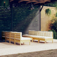 Set Divani da Giardino 9 pz con Cuscini Crema in Massello di Pino 3096142