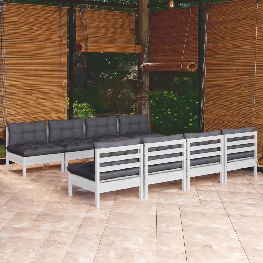 Set Salotto Giardino con Cuscini 9 pz in Legno Massello di Pino 3096143