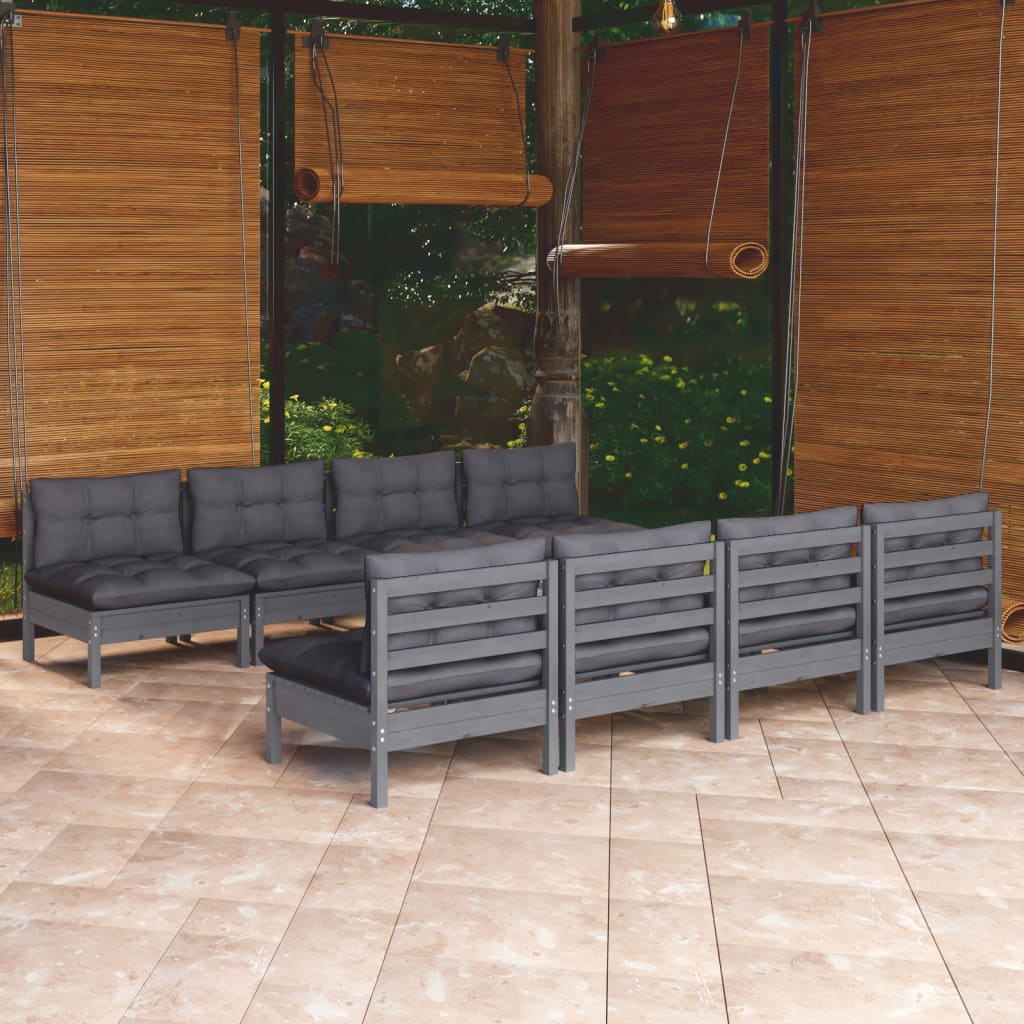 Set Divani da Giardino 9 pz con Cuscini Legno Massello di Pino cod mxl 42409