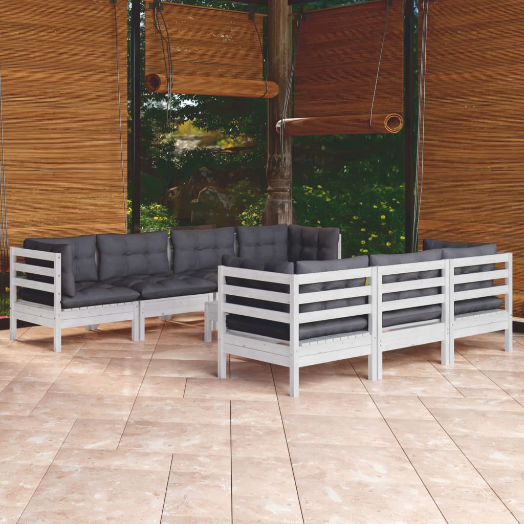 Set Divani da Giardino 8 pz con Cuscini Legno Massello di Pino 3096161