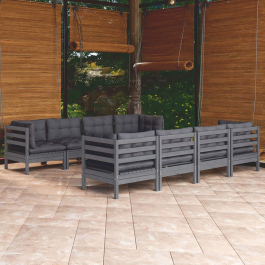 Set Divani da Giardino 9 pz con Cuscini Legno Massello di Pino cod mxl 42380