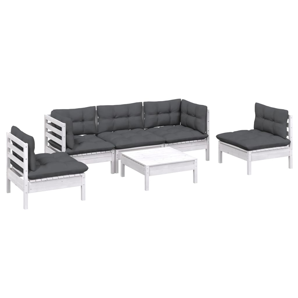 Set Divani da Giardino 6 pz con Cuscini Legno Massello di Pino 3096191