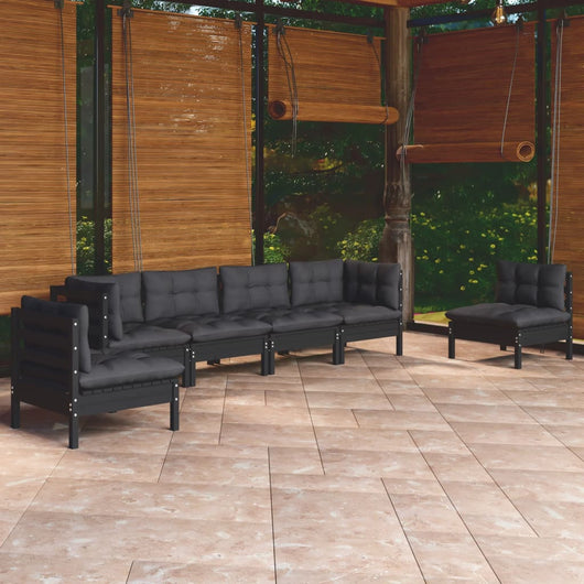 Set Divani da Giardino 7 pz con Cuscini Legno Massello di Pino cod mxl 42069