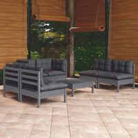 Set Divani da Giardino 7 pz con Cuscini Legno Massello di Pino 3096216