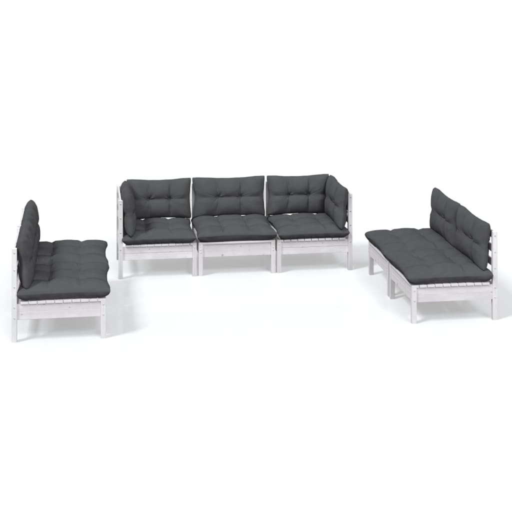 Set Salotto da Giardino 7pz con Cuscini Legno Massello di Pino 3096221