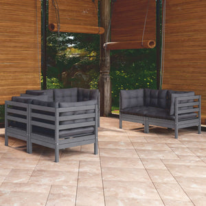 Set Divani da Giardino 6 pz con Cuscini Legno di Pino 3096246