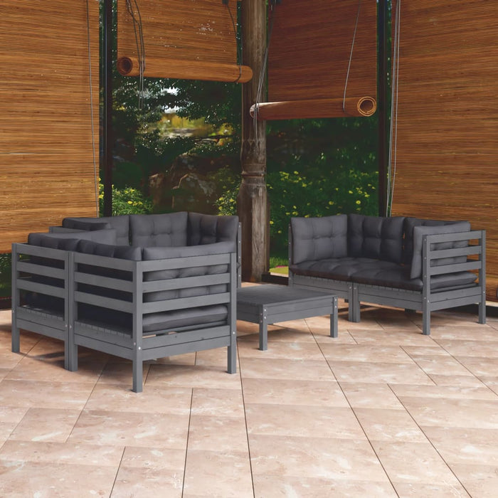 Set Divani da Giardino 7 pz con Cuscini Legno di Pino 3096252