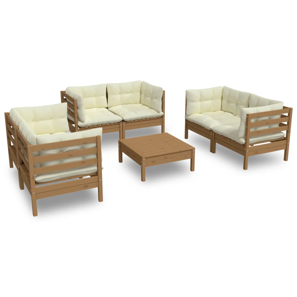 Set Divani da Giardino 7 pz con Cuscini in Legno di Pino 3096253