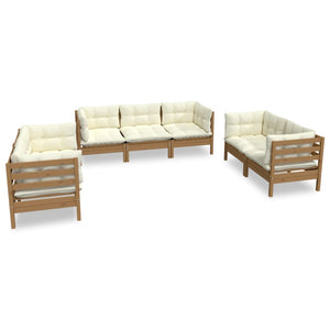 Set Divani da Giardino 7 pz con Cuscini in Legno di Pino 3096259