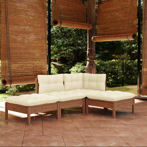 Set Divani da Giardino 4 pz con Cuscini Legno Massello di Pino 3096289