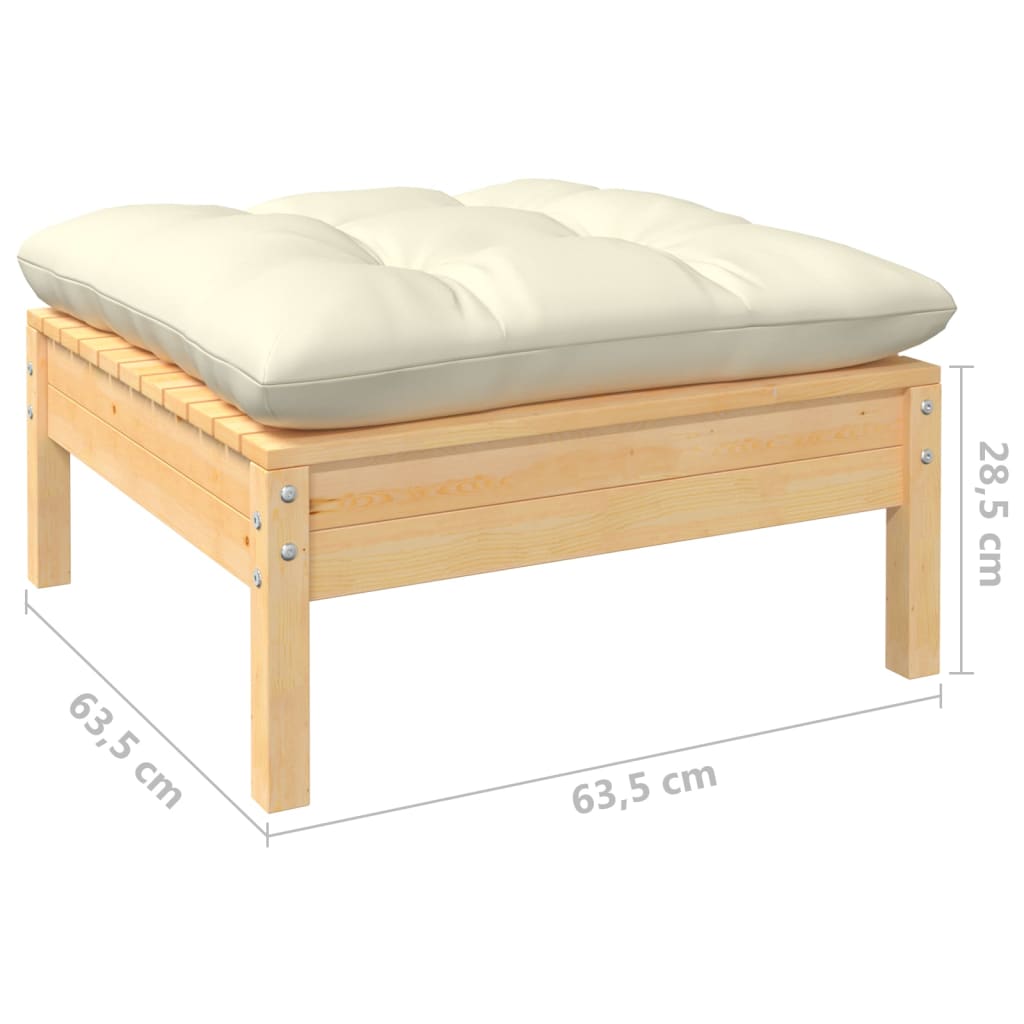 Set Salotto da Giardino 5pz con Cuscini Crema in Legno di Pino 3096304