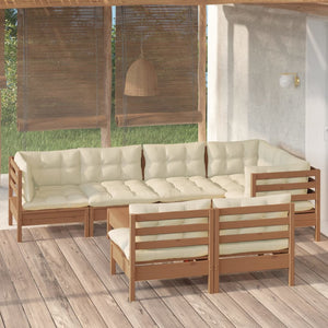 Set Divani da Giardino 8 pz con Cuscini Miele Legno di Pino 3096451