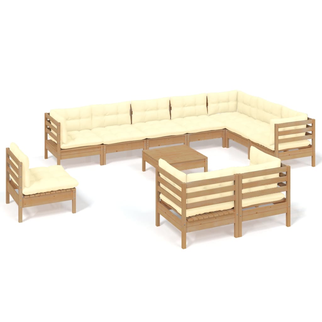 Set Divani da Giardino 11 pz con Cuscini Miele Legno di Pino cod mxl 42509