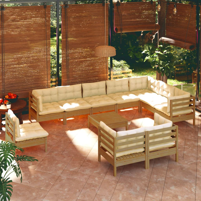 Set Divani da Giardino 11 pz con Cuscini Miele Legno di Pino cod mxl 42509