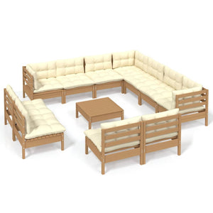 Set Divani da Giardino 12 pz con Cuscini Miele Legno di Pino 3096872