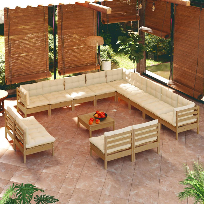 Set Divani da Giardino 14 pz con Cuscini Miele Legno di Pino cod mxl 42547