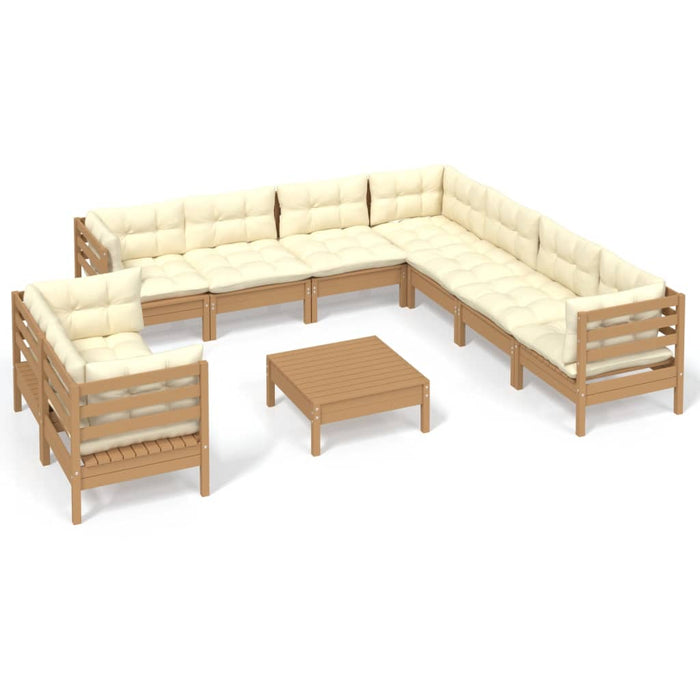 Set Divani da Giardino 10 pz con Cuscini Miele Legno di Pino cod mxl 42550