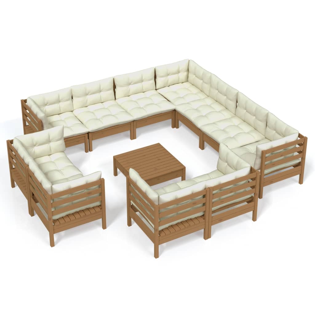 Set Divani da Giardino 12 pz con Cuscini Miele Legno di Pino cod mxl 42554