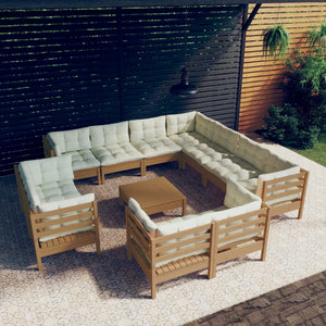 Set Divani da Giardino 12 pz con Cuscini Miele Legno di Pino cod mxl 42554