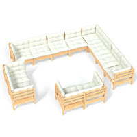 Set Divani da Giardino 12 pz con Cuscini Crema in Massello di Pino cod mxl 41355