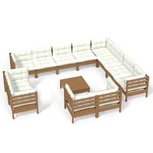 Set Divani da Giardino 13 pz con Cuscini Miele Legno di Pino cod mxl 42565