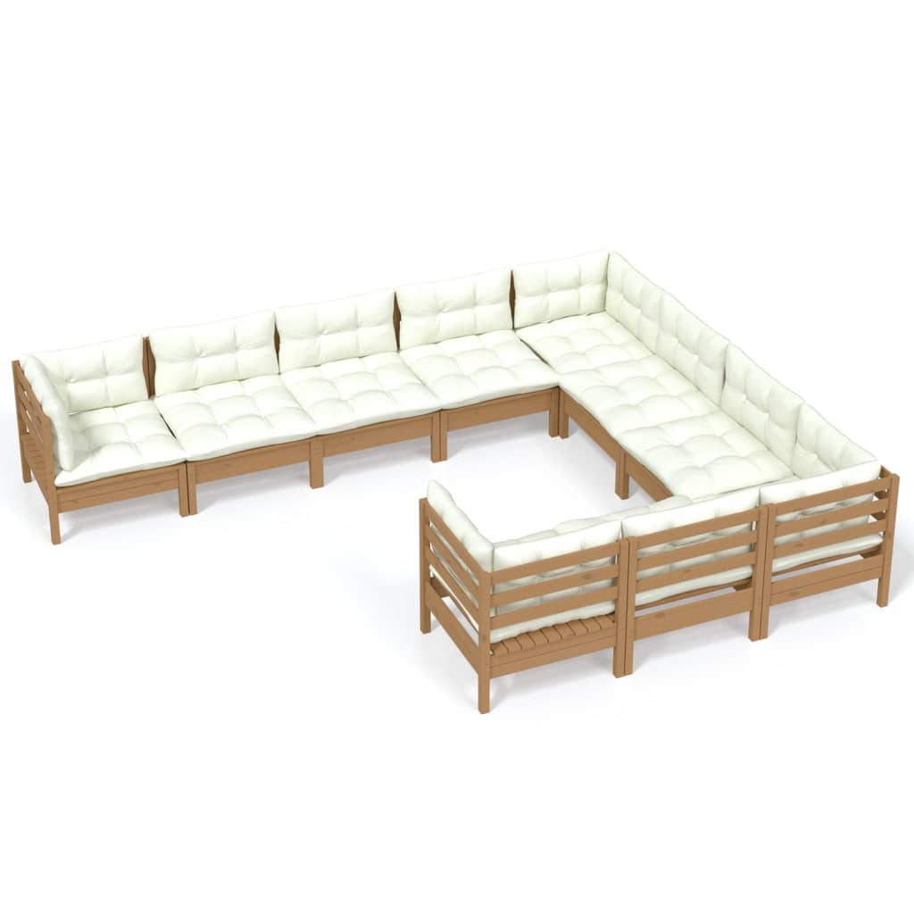 Set Divani da Giardino 10 pz con Cuscini Miele Legno di Pino cod mxl 42581