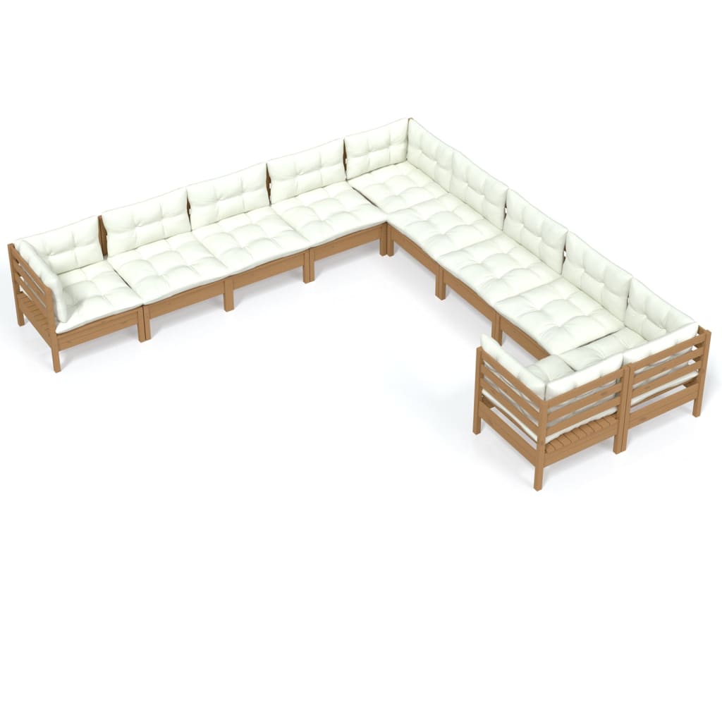 Set Divani da Giardino 10 pz con Cuscini Miele Legno di Pino cod mxl 42584