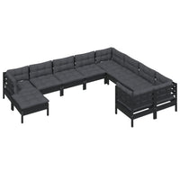 Set Divani da Giardino 10 pz con Cuscini in Legno di Pino Nero cod mxl 43367