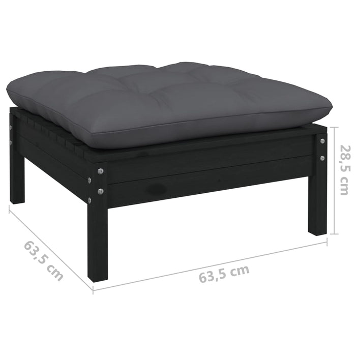 Set Divani da Giardino 11 pz con Cuscini Massello di Pino Nero 3097047