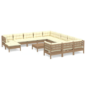 Set Divani da Giardino 13 pz con Cuscini Miele Legno di Pino cod mxl 42595