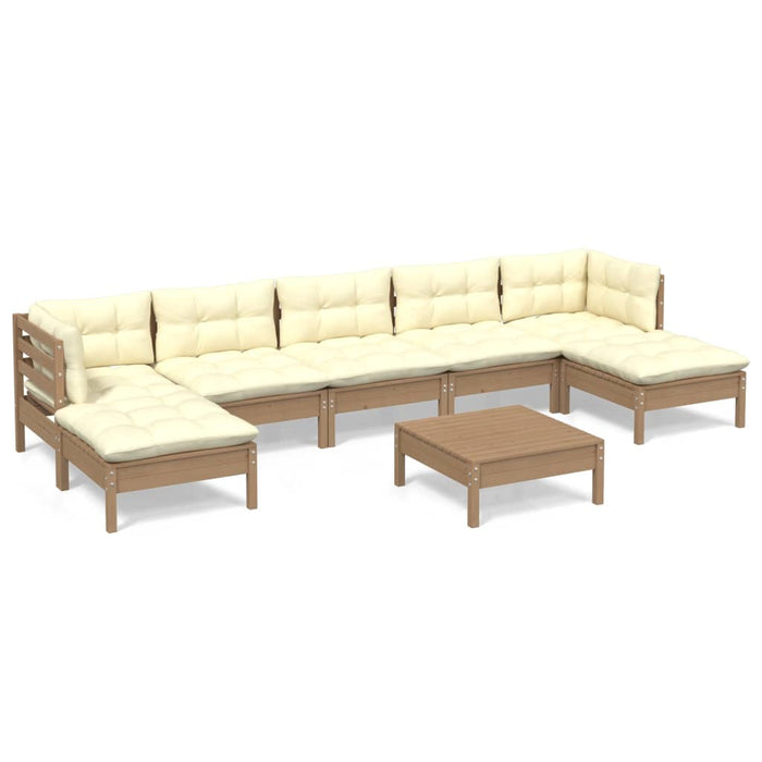 Set Salotto Giardino 8pz con Cuscini Marrone Ambra Legno Pino 3097100