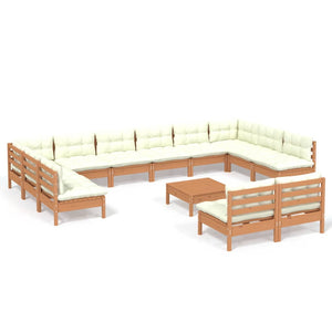 Set Divani da Giardino 13 pz con Cuscini Miele Legno di Pino cod mxl 72462