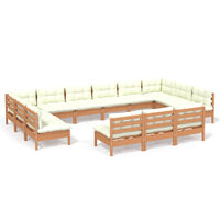 Set Divani da Giardino 13 pz con Cuscini Miele Legno di Pino cod mxl 42628