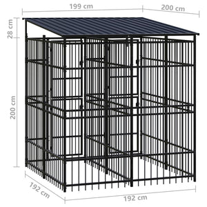 Gabbia per Cani da Esterno con Tetto in Acciaio 3,69 m² cod mxl 44269