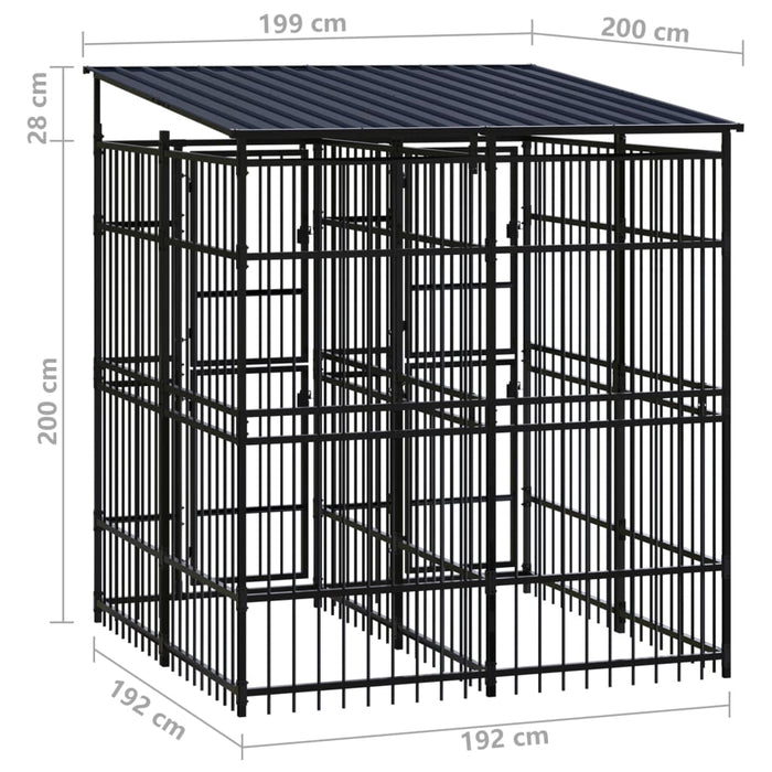 Gabbia per Cani da Esterno con Tetto in Acciaio 3,69 m² cod mxl 44269