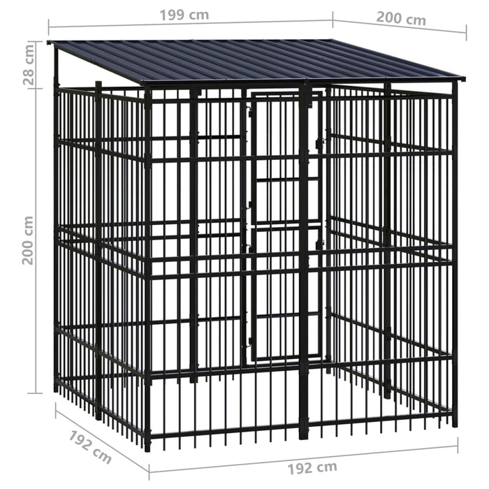 Gabbia per Cani da Esterno con Tetto in Acciaio 3,69 m² cod mxl 44290