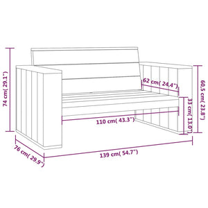 Panca da Giardino 139 cm in Legno di Pino Impregnato cod mxl 45665