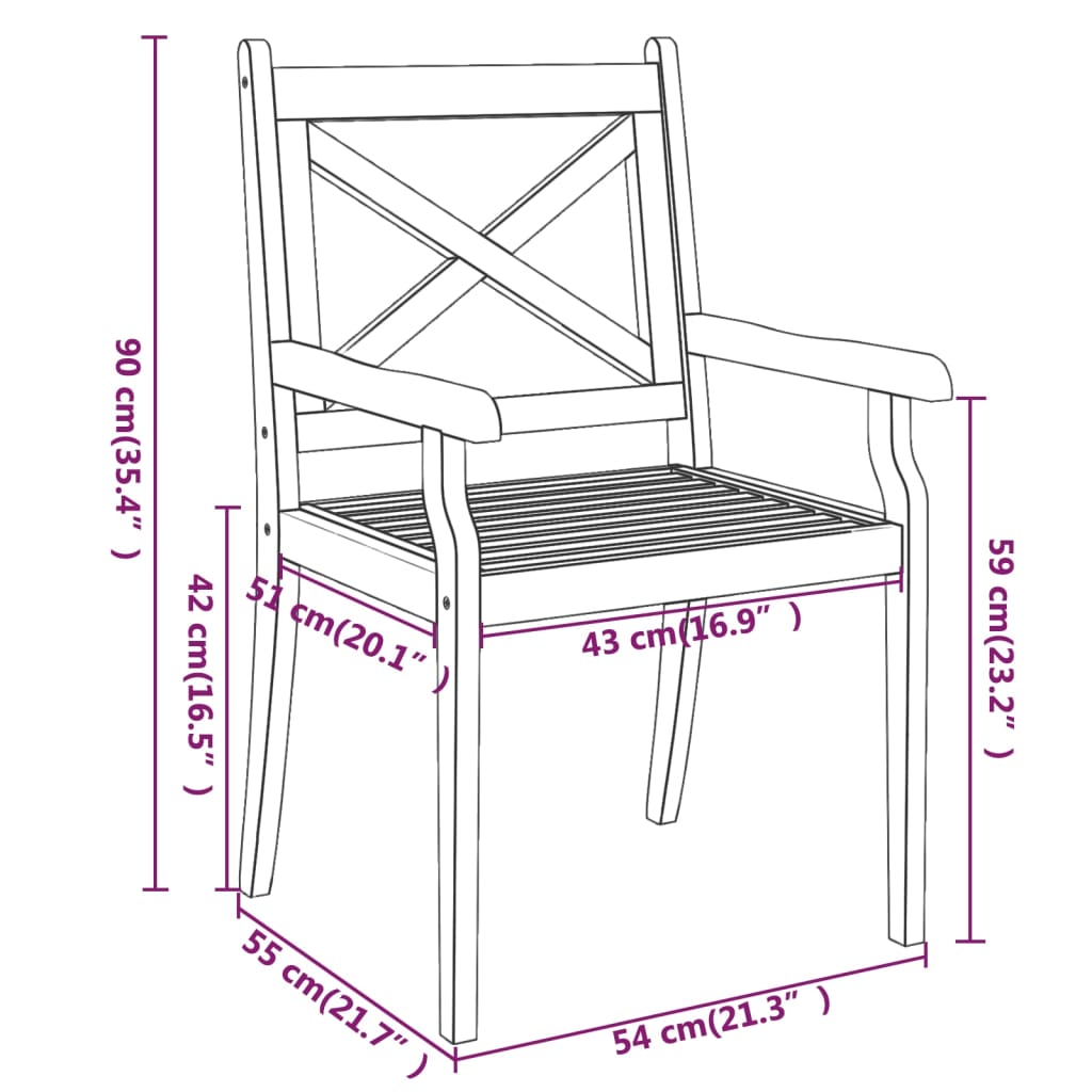 Sedie da Pranzo da Esterni 6 pz in Legno Massello di Acacia cod mxl 16515