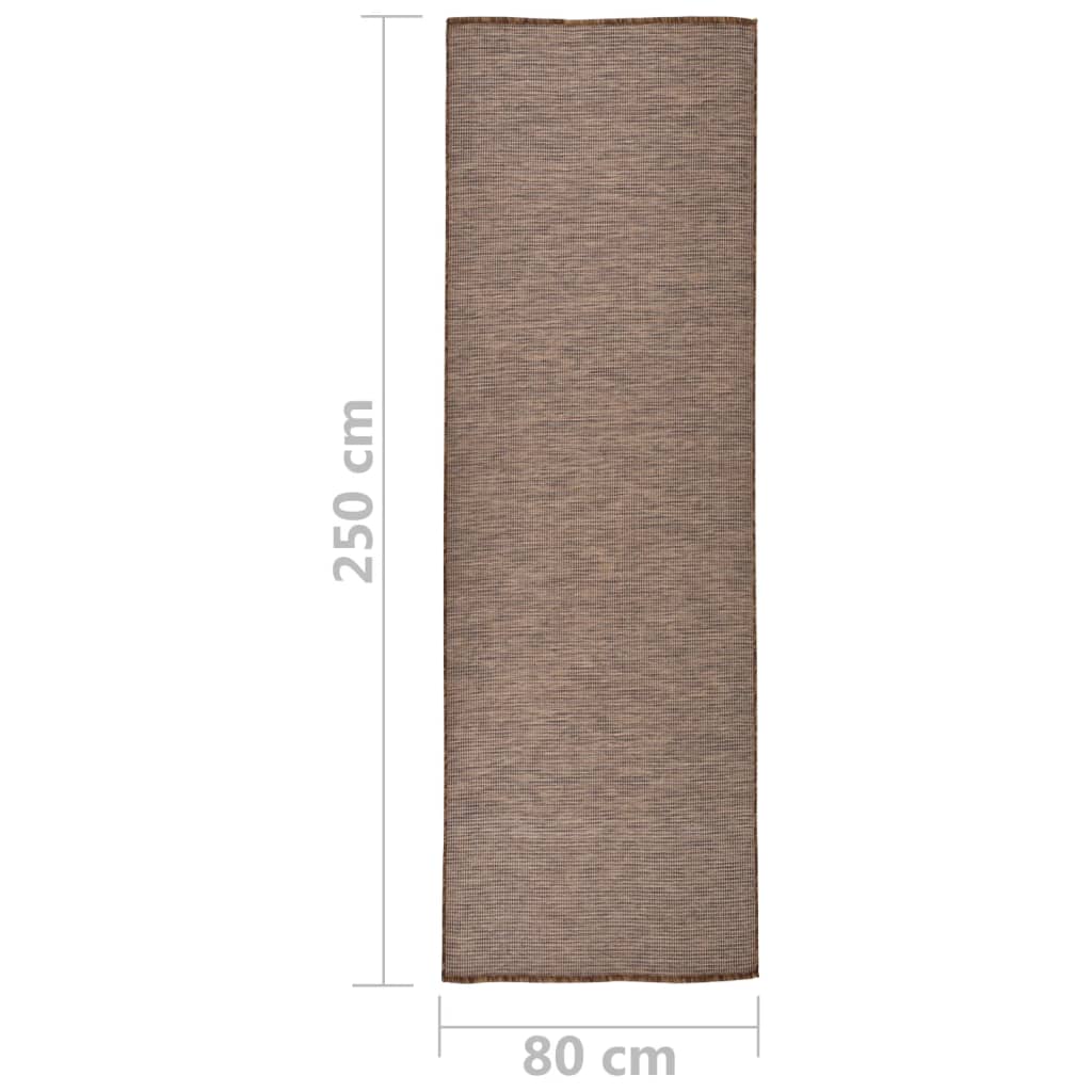 Tappeto da Esterni a Tessitura Piatta 80x250 cm Marrone cod mxl 65432