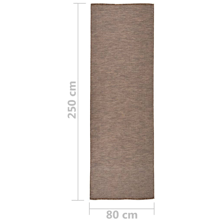 Tappeto da Esterni a Tessitura Piatta 80x250 cm Marrone cod mxl 65432