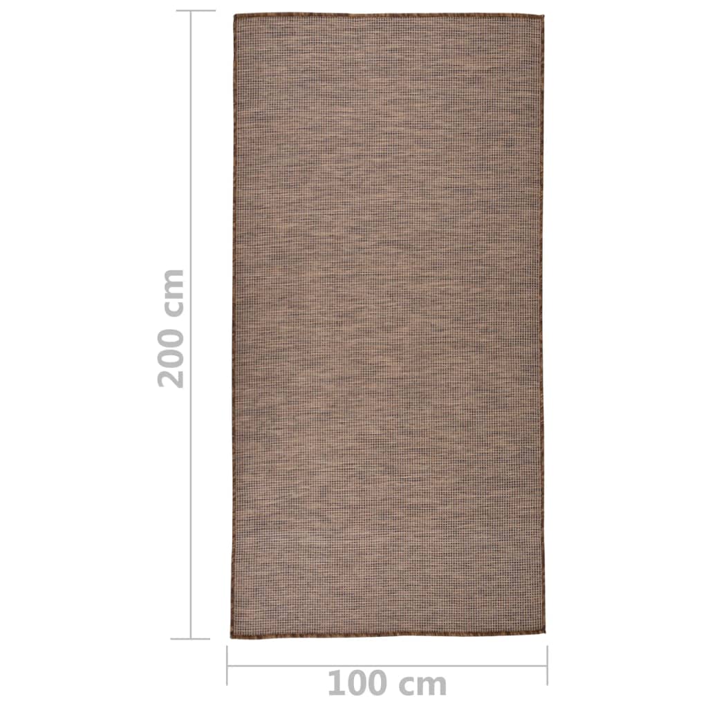 Tappeto da Esterni a Tessitura Piatta 100x200 cm Marrone cod mxl 64296