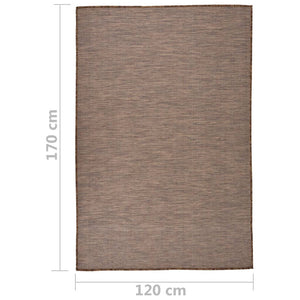 Tappeto da Esterni a Tessitura Piatta 120x170 cm Marrone cod mxl 71758