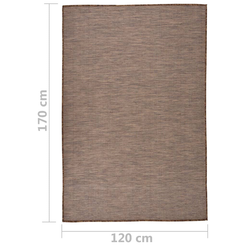 Tappeto da Esterni a Tessitura Piatta 120x170 cm Marrone 340788