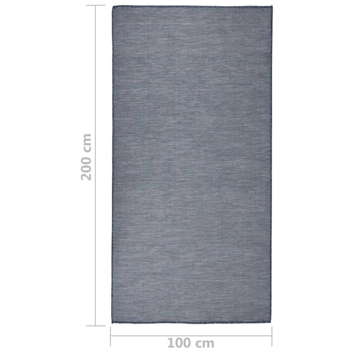 Tappeto da Esterni a Tessitura Piatta 100x200 cm Blu 340794