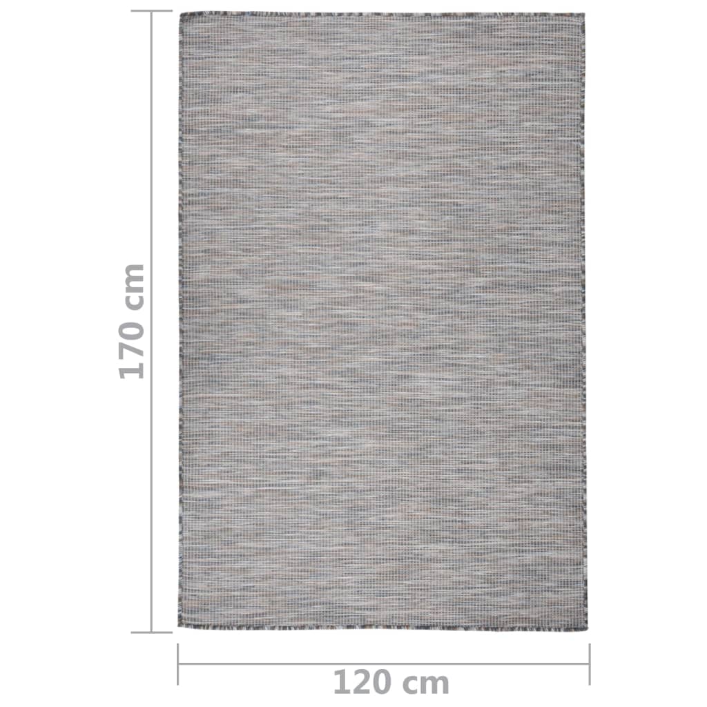 Tappeto da Esterni a Tessitura Piatta 120x170 cm Marrone e blu 340816