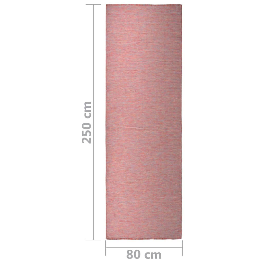 Tappeto da Esterni a Tessitura Piatta 80x250 cm Rosso 340821