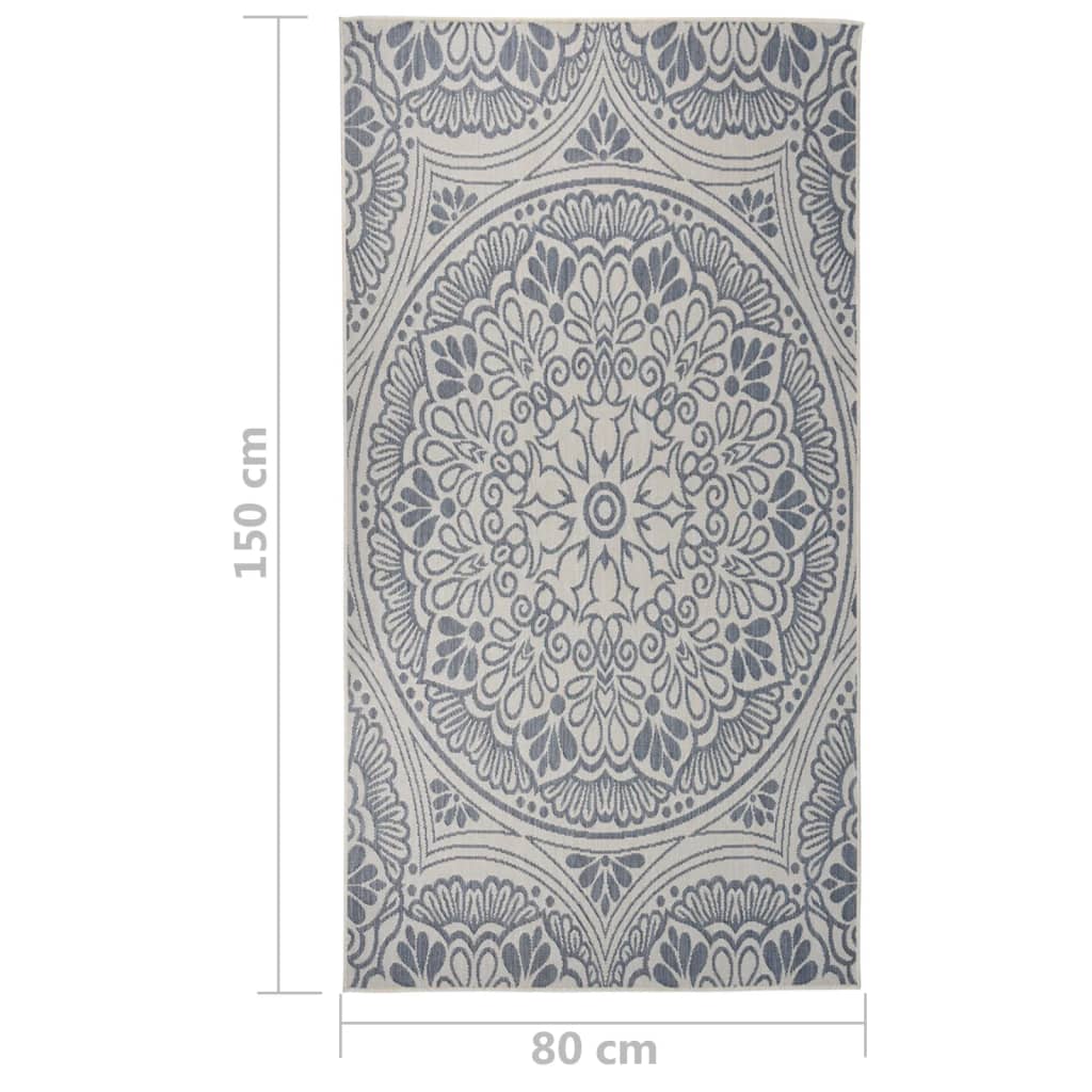 Tappeto da Esterni a Tessitura Piatta 80x150 cm Motivo Blu 340827