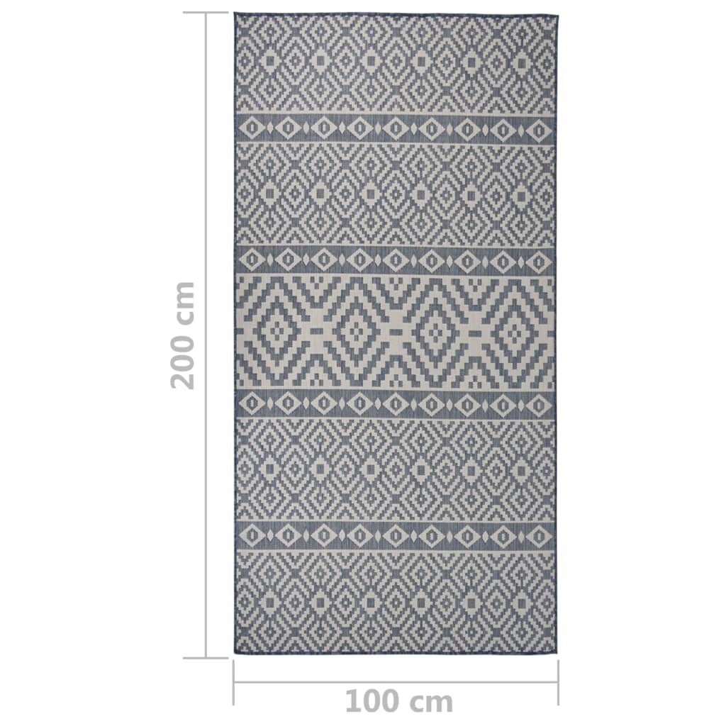 Tappeto da Esterni a Tessitura Piatta 100x200 cm Strisce Blu cod mxl 61567