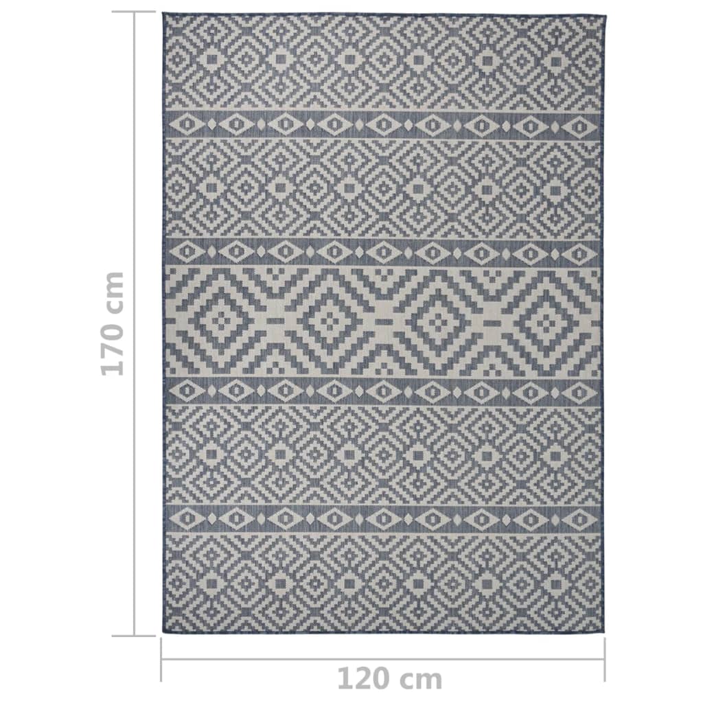 Tappeto da Esterni a Tessitura Piatta 120x170 cm Strisce Blu cod mxl 59149